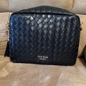 Pom Pom London Black Woven Crossbody Bag